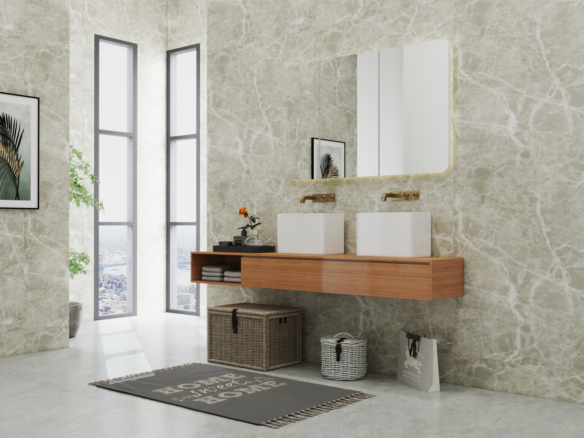 Oppio PVC Wandpaneel Grijs Marmerlook Mat