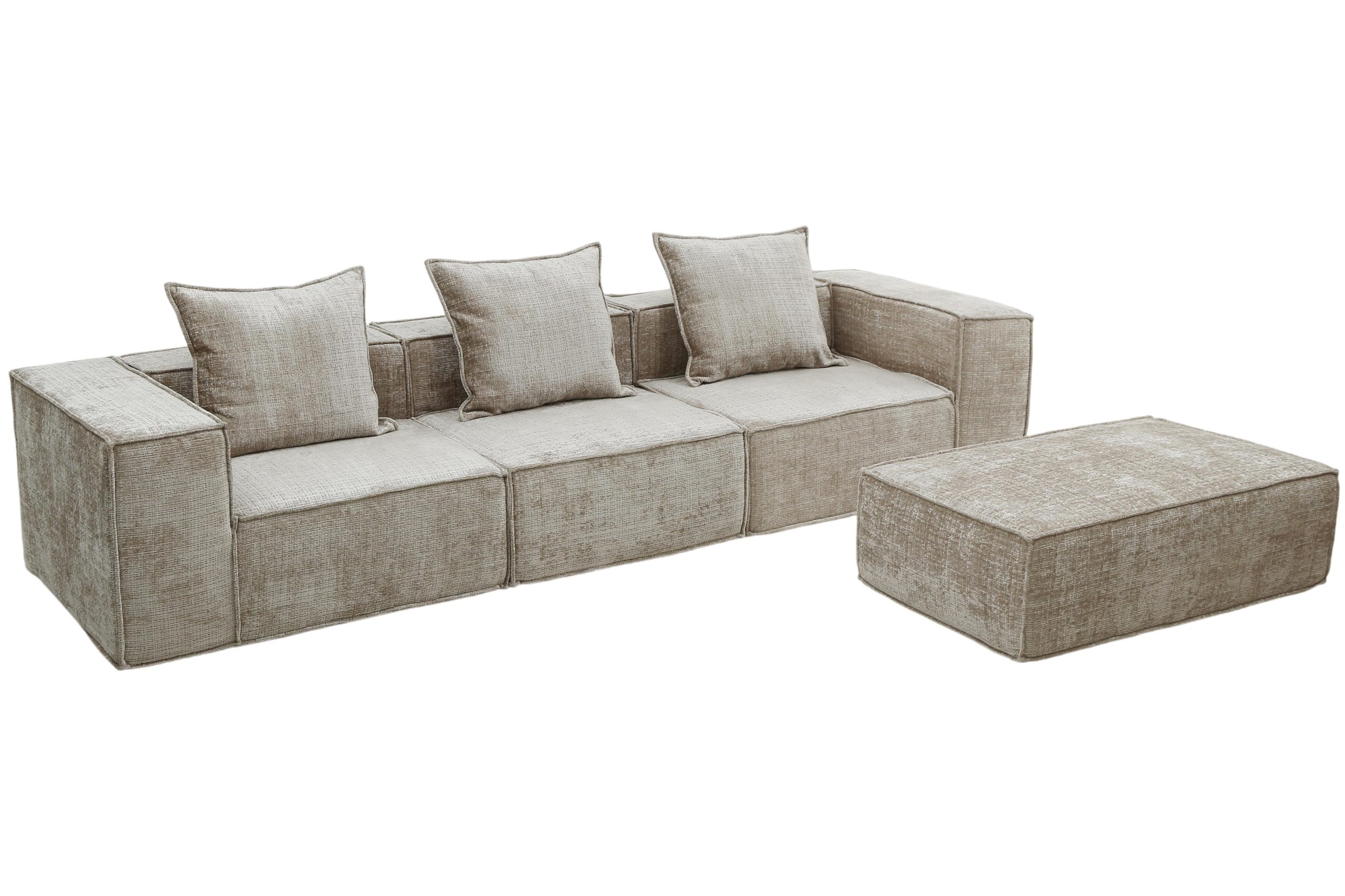 Boneless Sofa Nomad Three Seater + Ottoman Cream