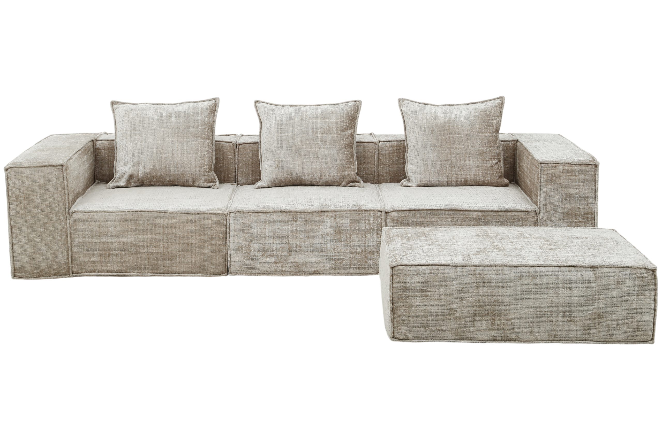 Boneless Sofa Nomad Three Seater + Ottoman Cream 2