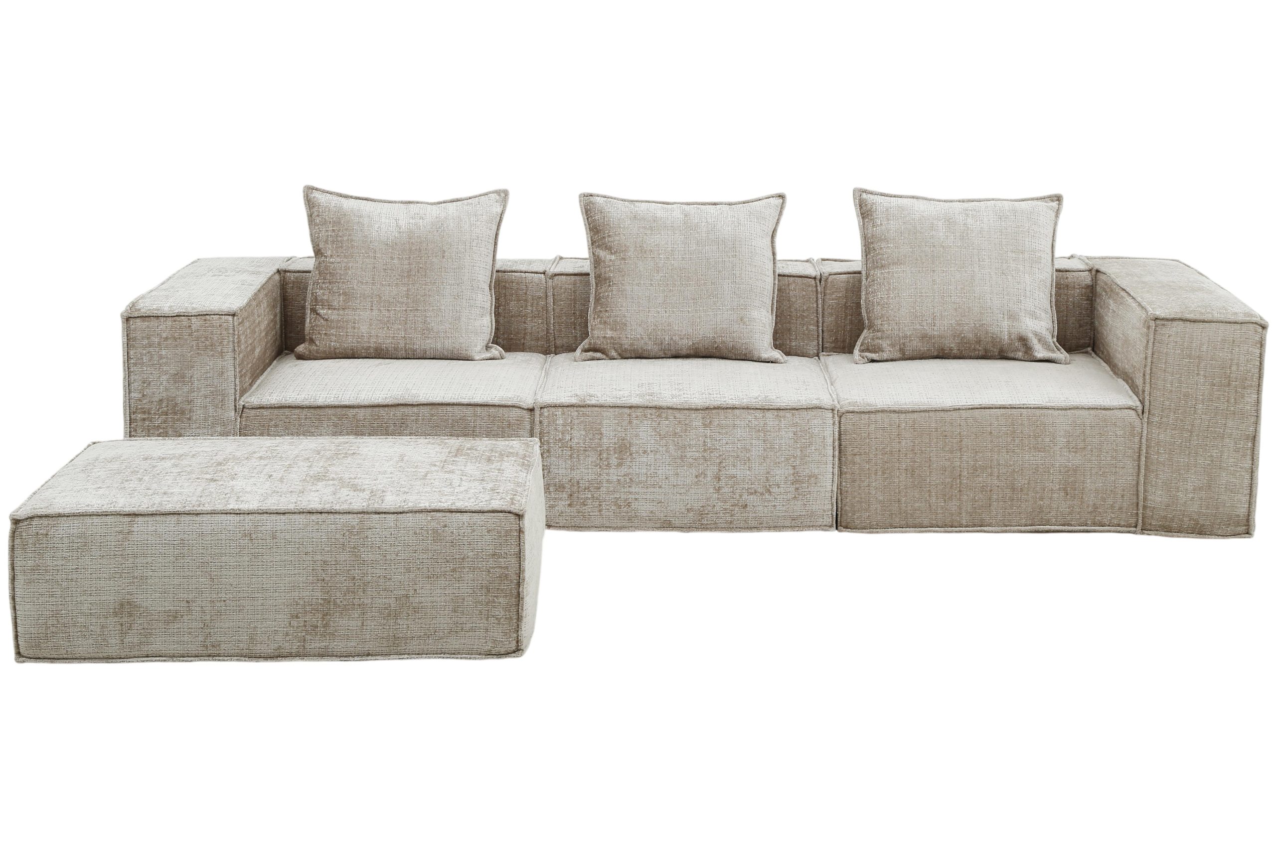 Boneless Sofa Nomad Three Seater + Ottoman Cream 3