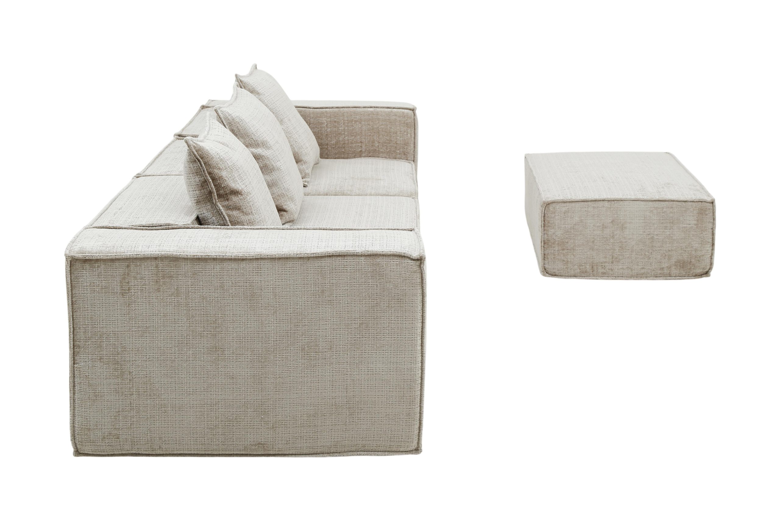 Boneless Sofa Nomad Three Seater + Ottoman Cream 5