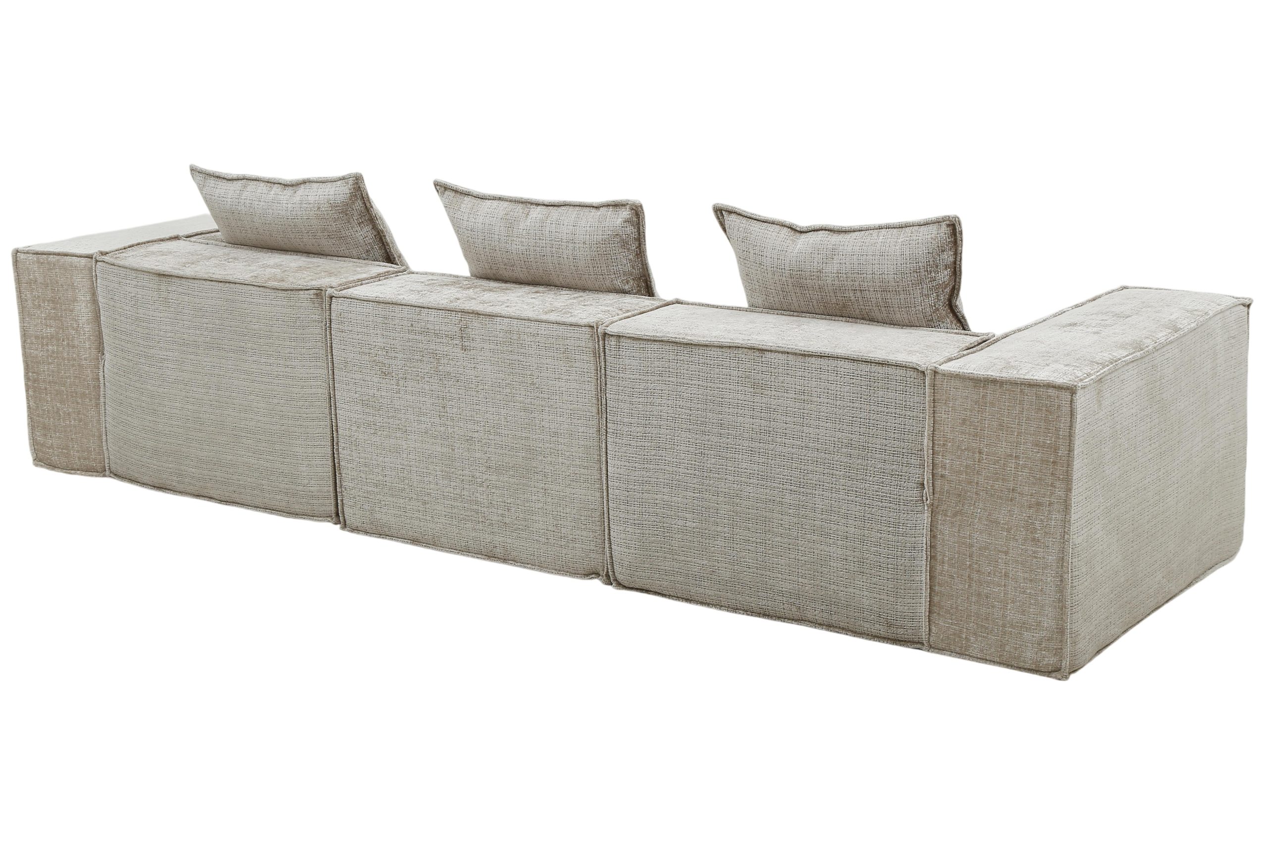 Boneless Sofa Nomad Three Seater + Ottoman Cream 6